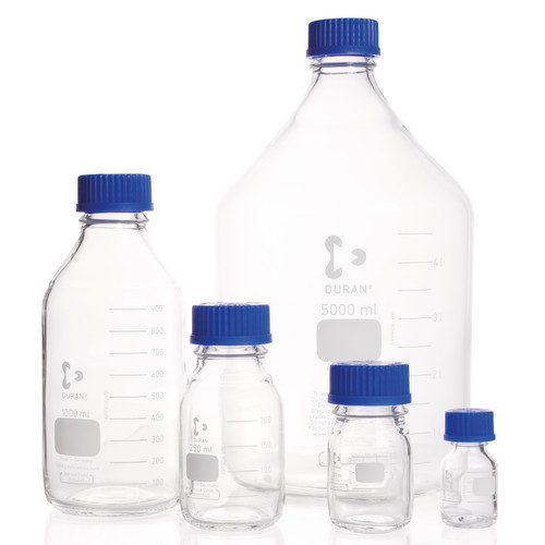 Flacons ronds ISO Duran® bouchés
