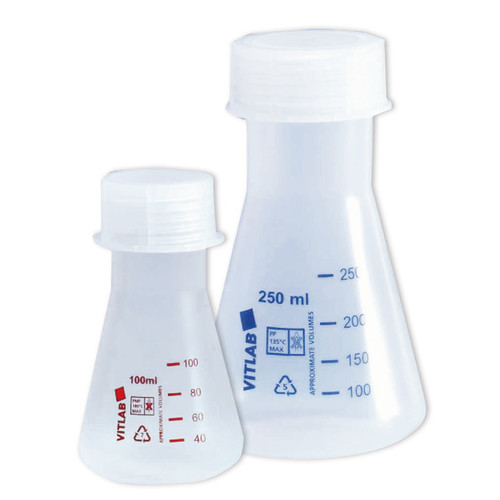 Fioles erlenmeyer PP ou PMP col à vis GL