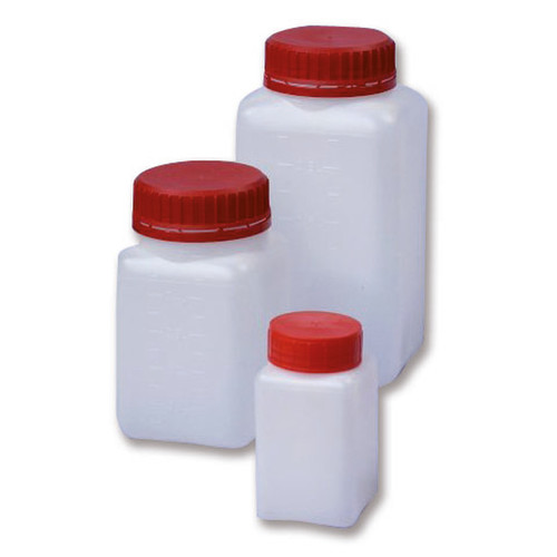 Flacons carrés large ouverture PEHD