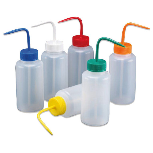 Pissettes anti-gouttes col large bouchon coloré